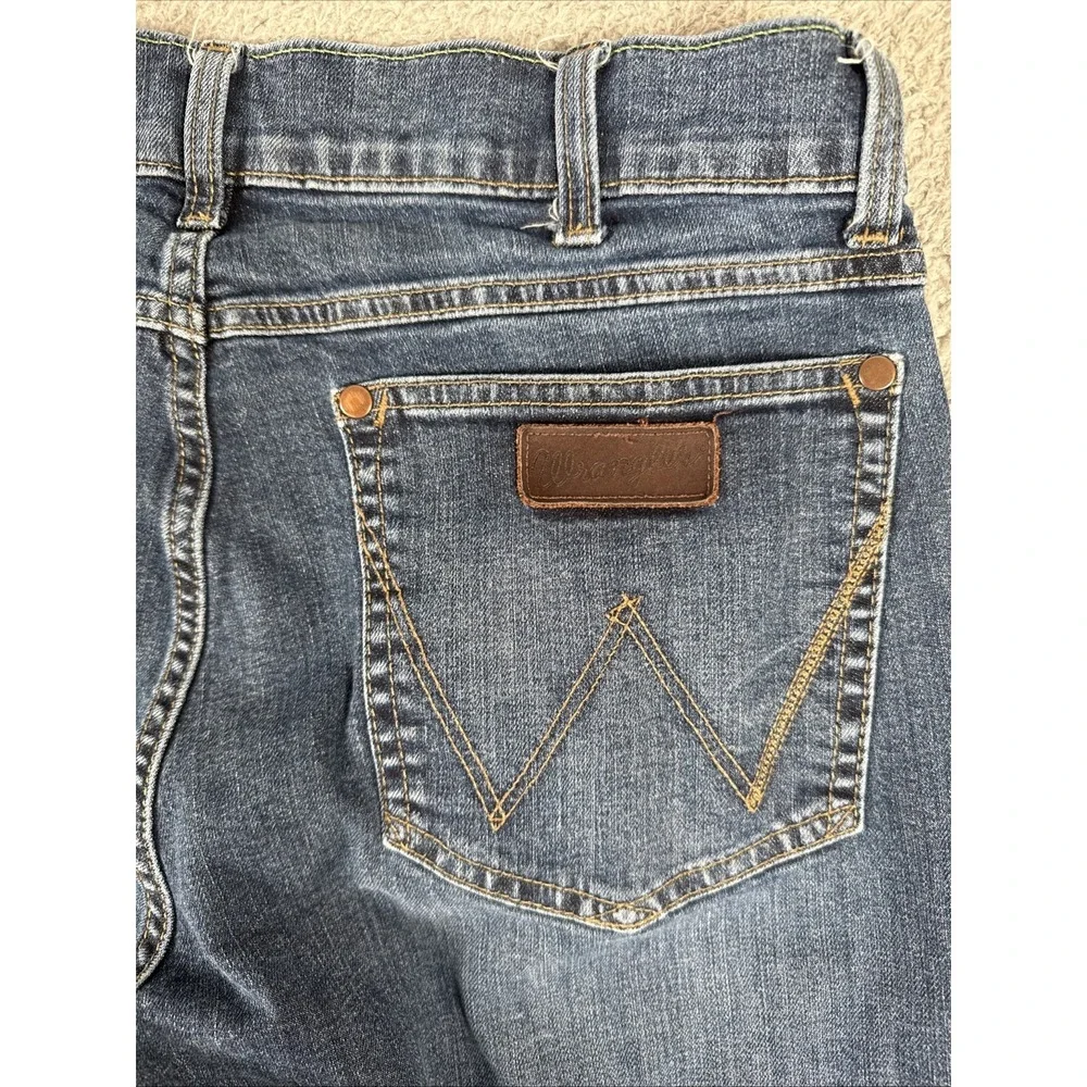 Wrangler Retro Jeans Mens‎ 30x30 (32x30) Blue Slim Straight Denim Distressed